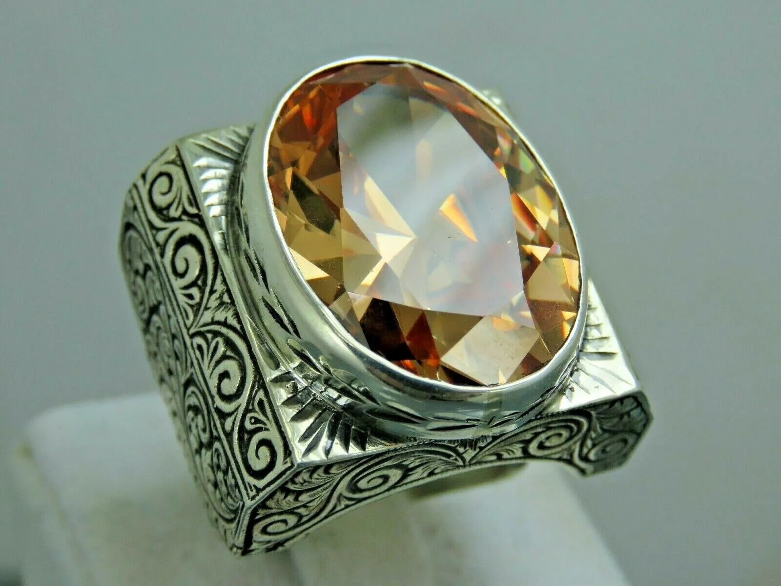 Turkish Handmade Jewelry 925 Sterling Silver Quartz Stone Mens Rings