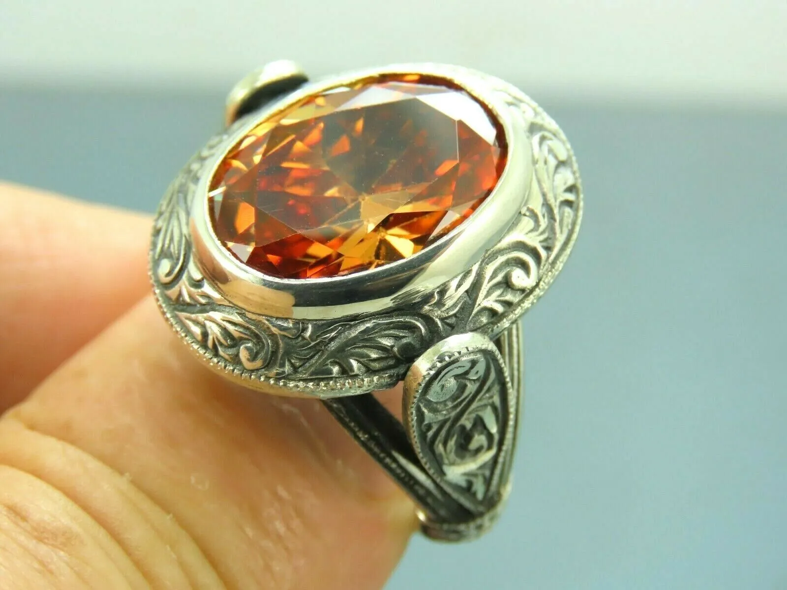 Turkish Handmade Jewelry 925 Sterling Silver Quartz Stone Mens Rings