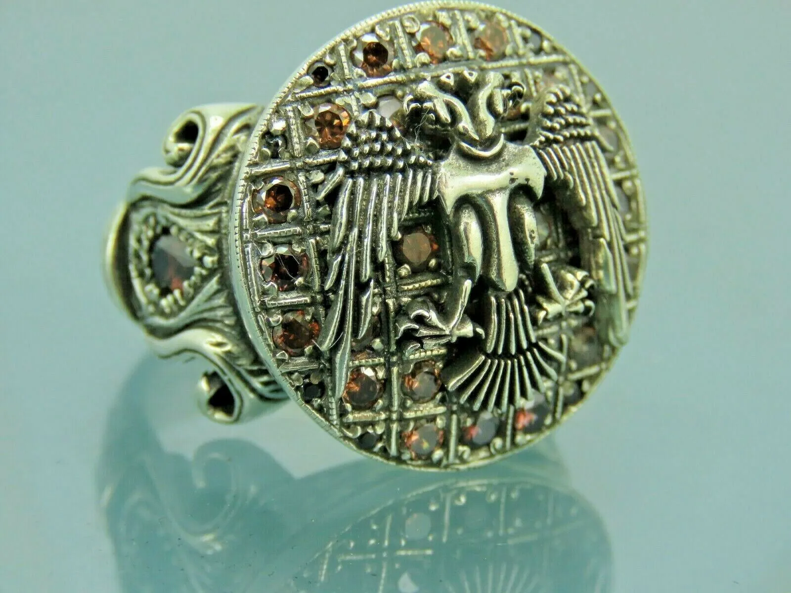 Turkish Handmade Jewelry 925 Sterling Silver Quartz Stone Mens Rings