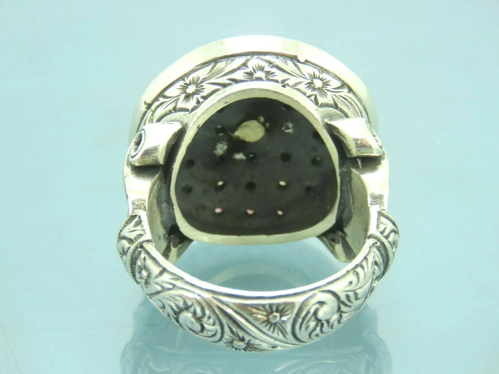 Turkish Handmade Jewelry 925 Sterling Silver Quartz Stone Mens Rings