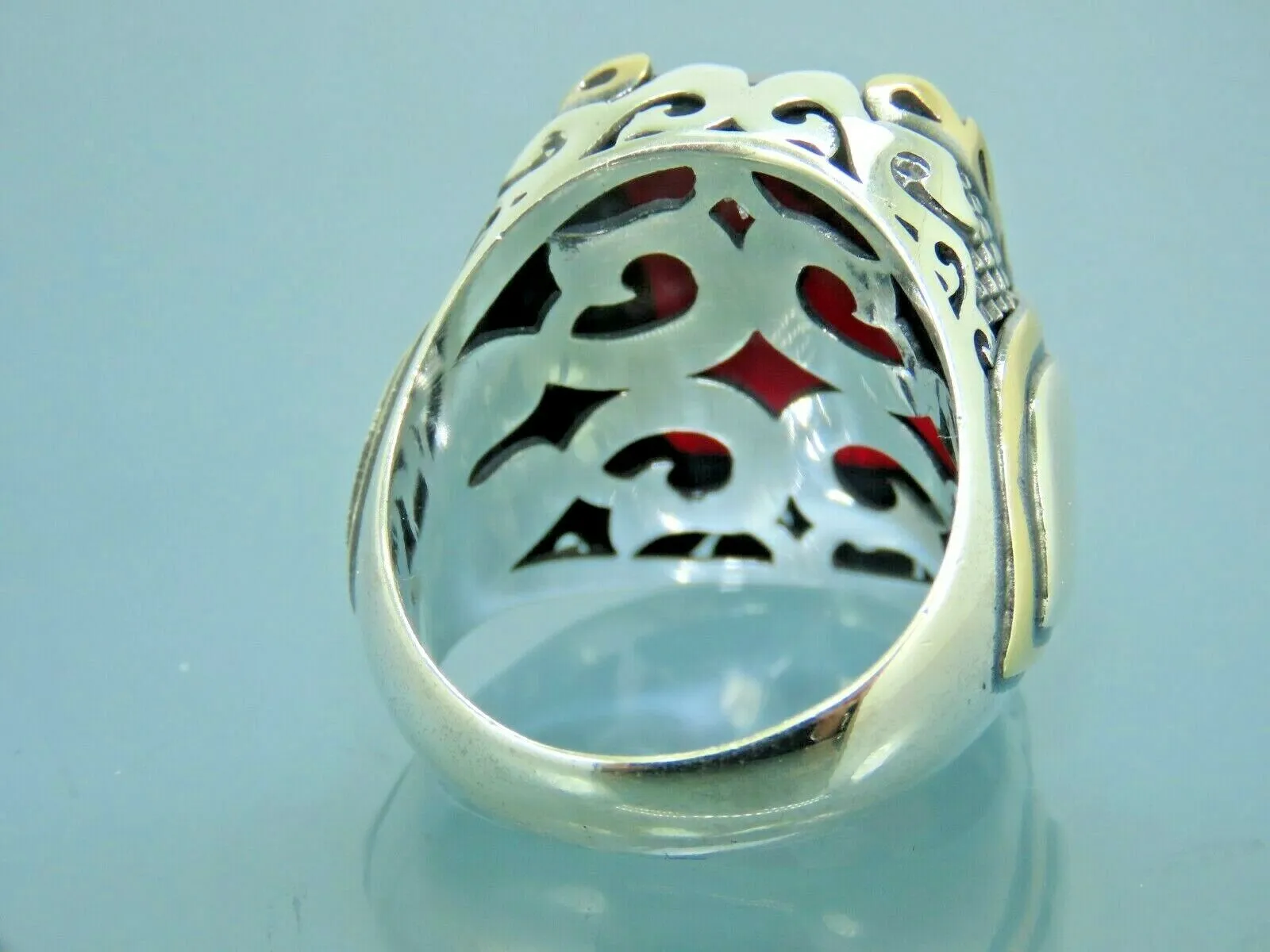 Turkish Handmade Jewelry 925 Sterling Silver Ruby Stone Mens Rings
