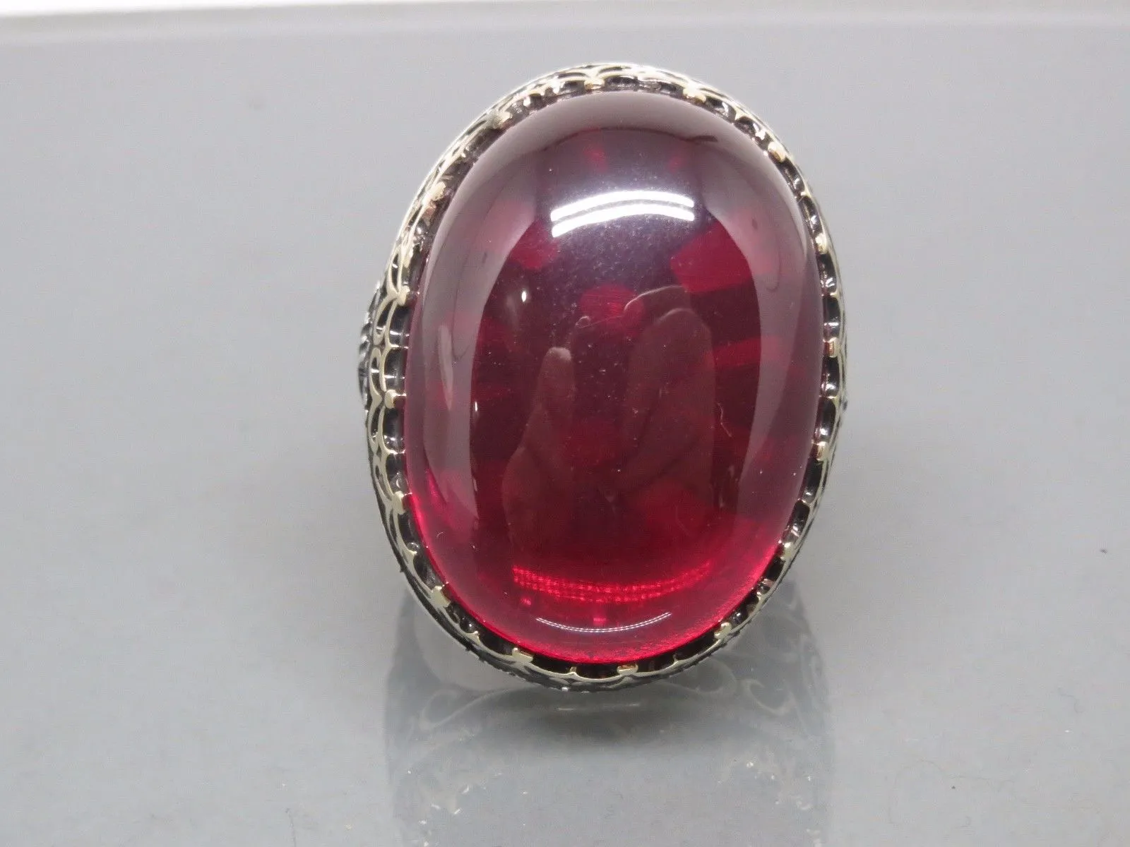 Turkish Handmade Jewelry 925 Sterling Silver Ruby Stone Mens Rings