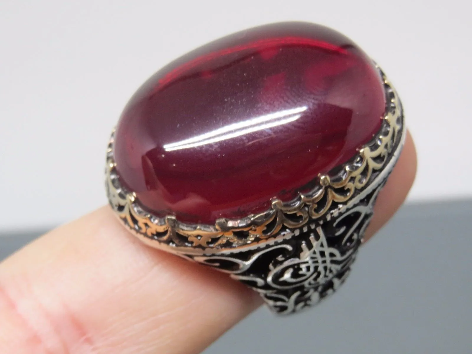 Turkish Handmade Jewelry 925 Sterling Silver Ruby Stone Mens Rings