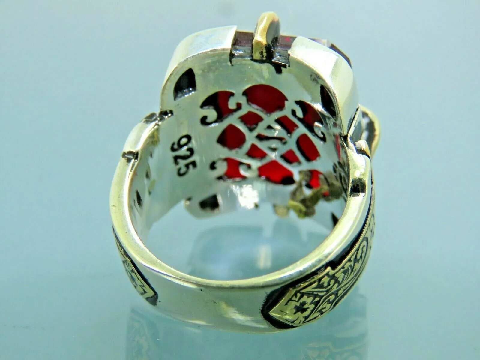 Turkish Handmade Jewelry 925 Sterling Silver Ruby Stone Mens Rings