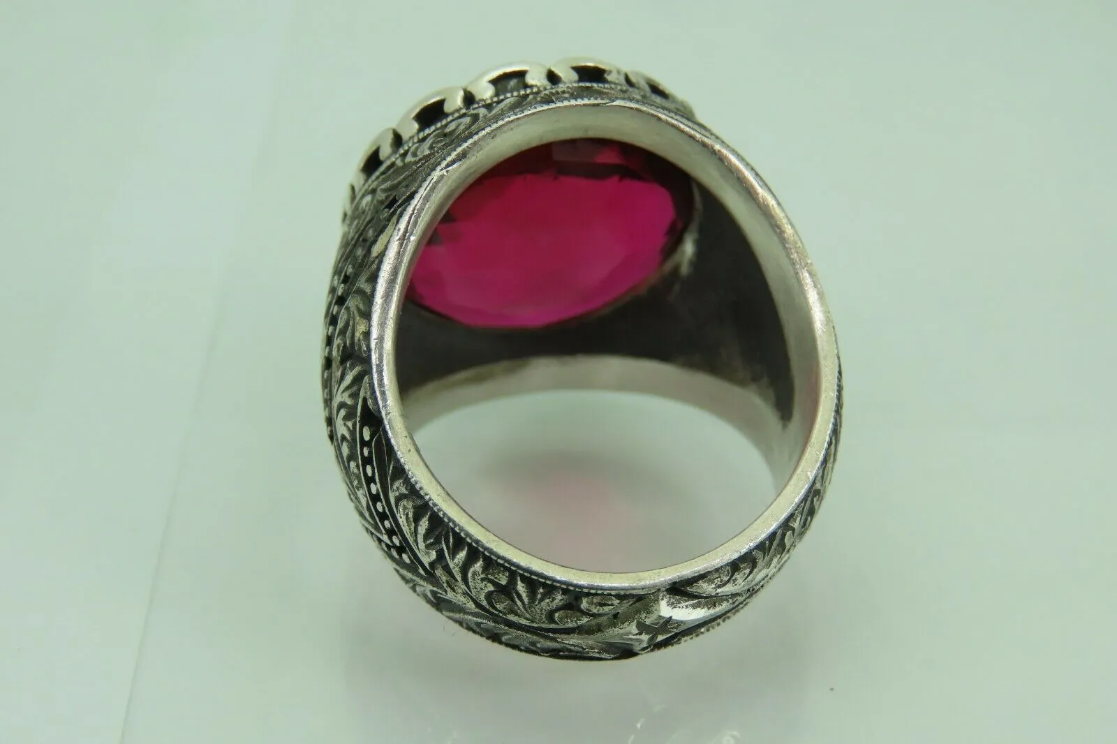 Turkish Handmade Jewelry 925 Sterling Silver Ruby Stone Mens Rings
