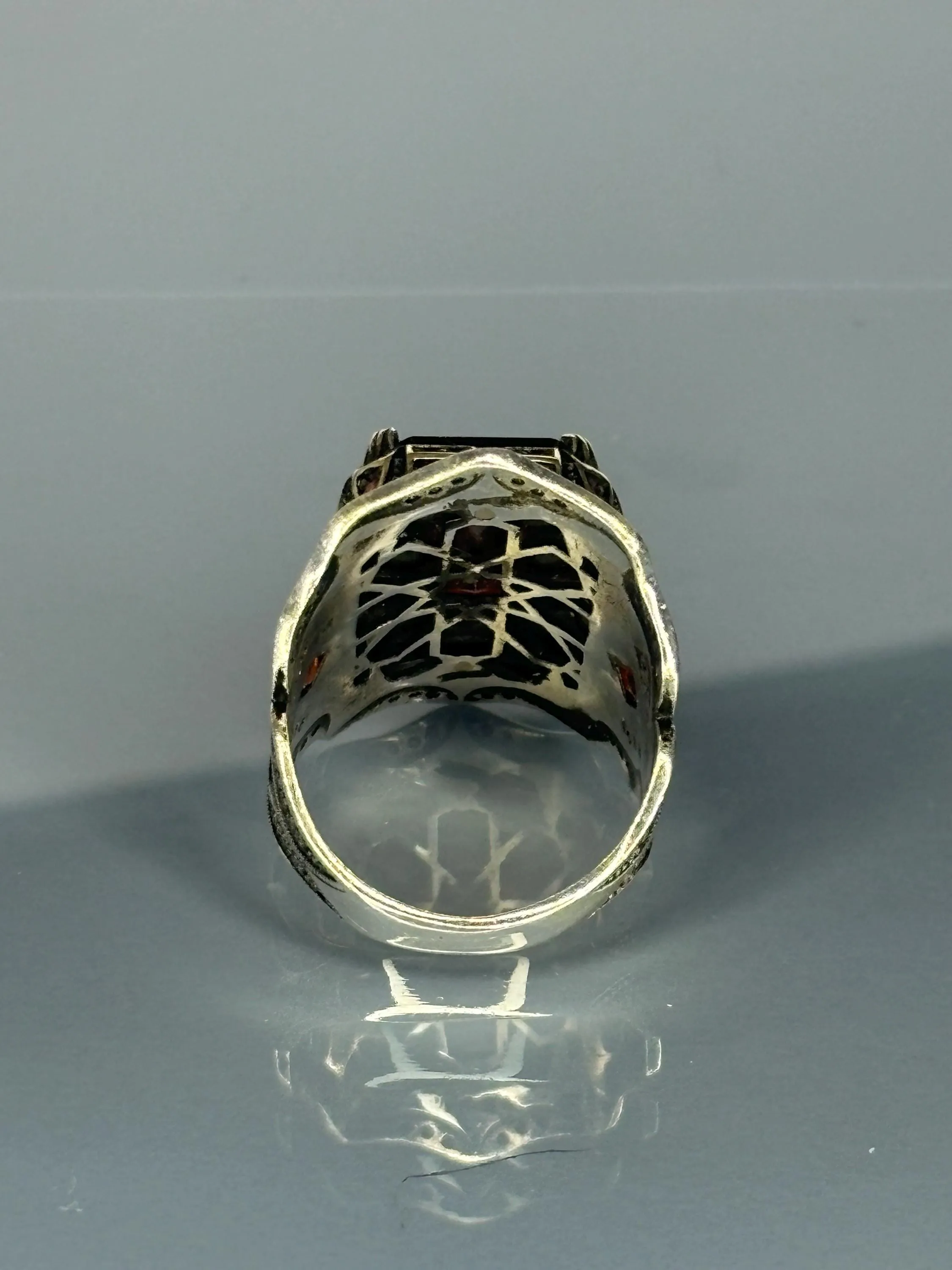 Turkish Handmade Jewelry 925 Sterling Silver Ruby Stone Turkic Design Mens Rings
