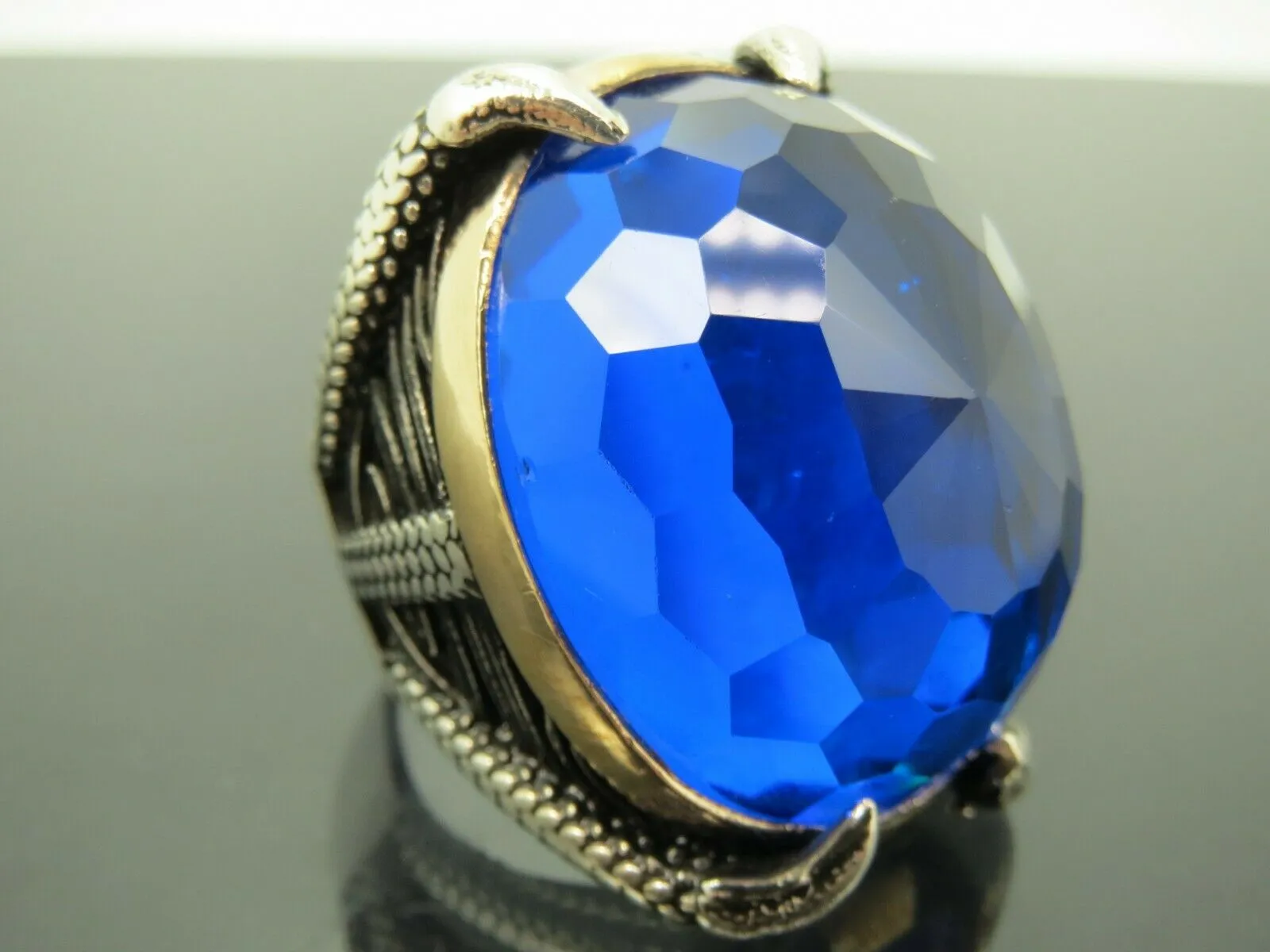 Turkish Handmade Jewelry 925 Sterling Silver Sapphire Stone Mens Rings