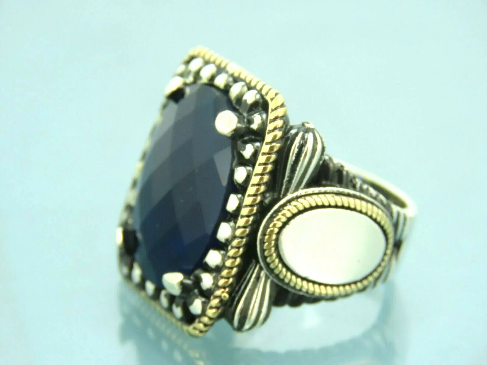 Turkish Handmade Jewelry 925 Sterling Silver Sapphire Stone Mens Rings