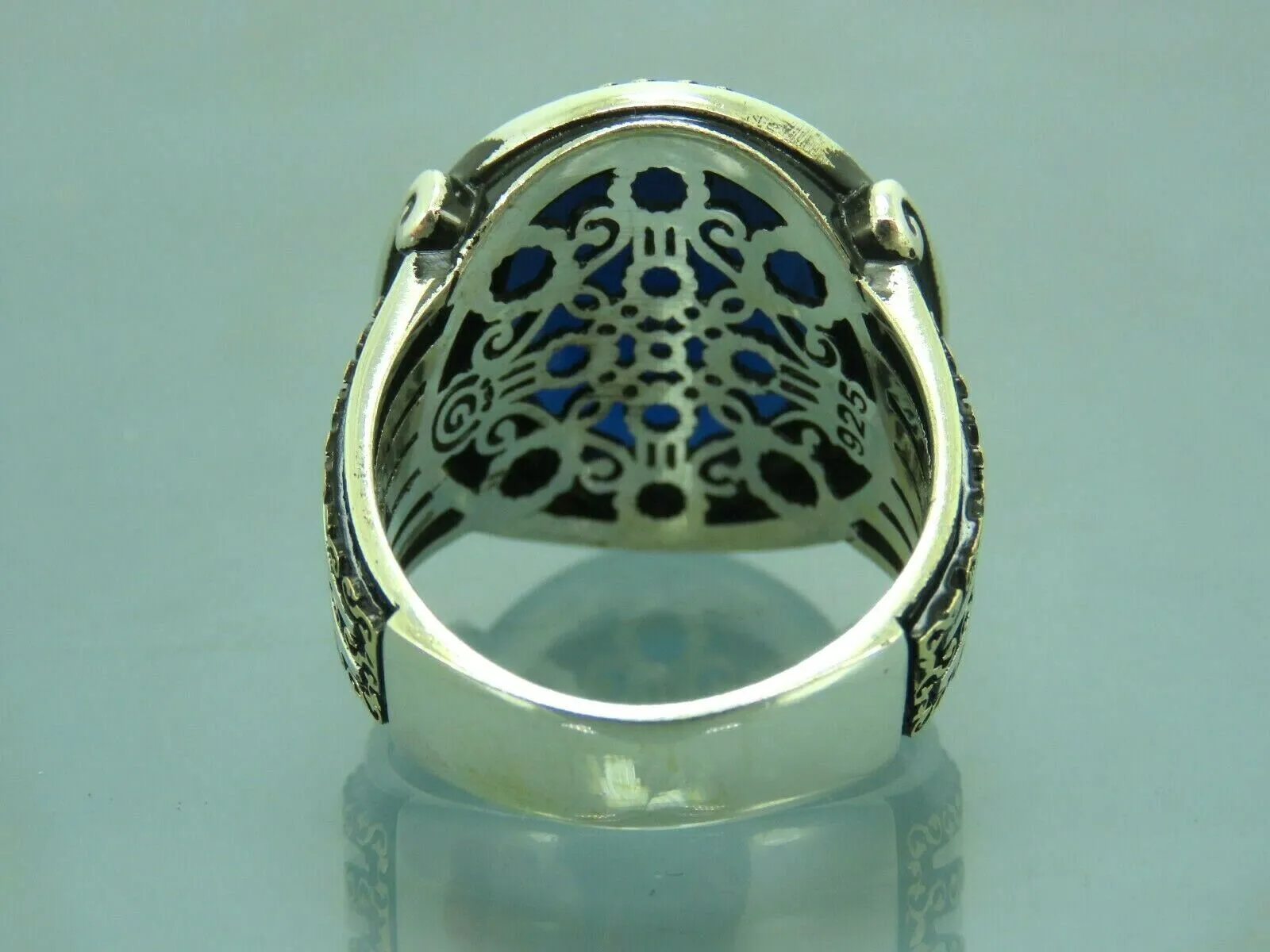 Turkish Handmade Jewelry 925 Sterling Silver Sapphire Stone Mens Rings
