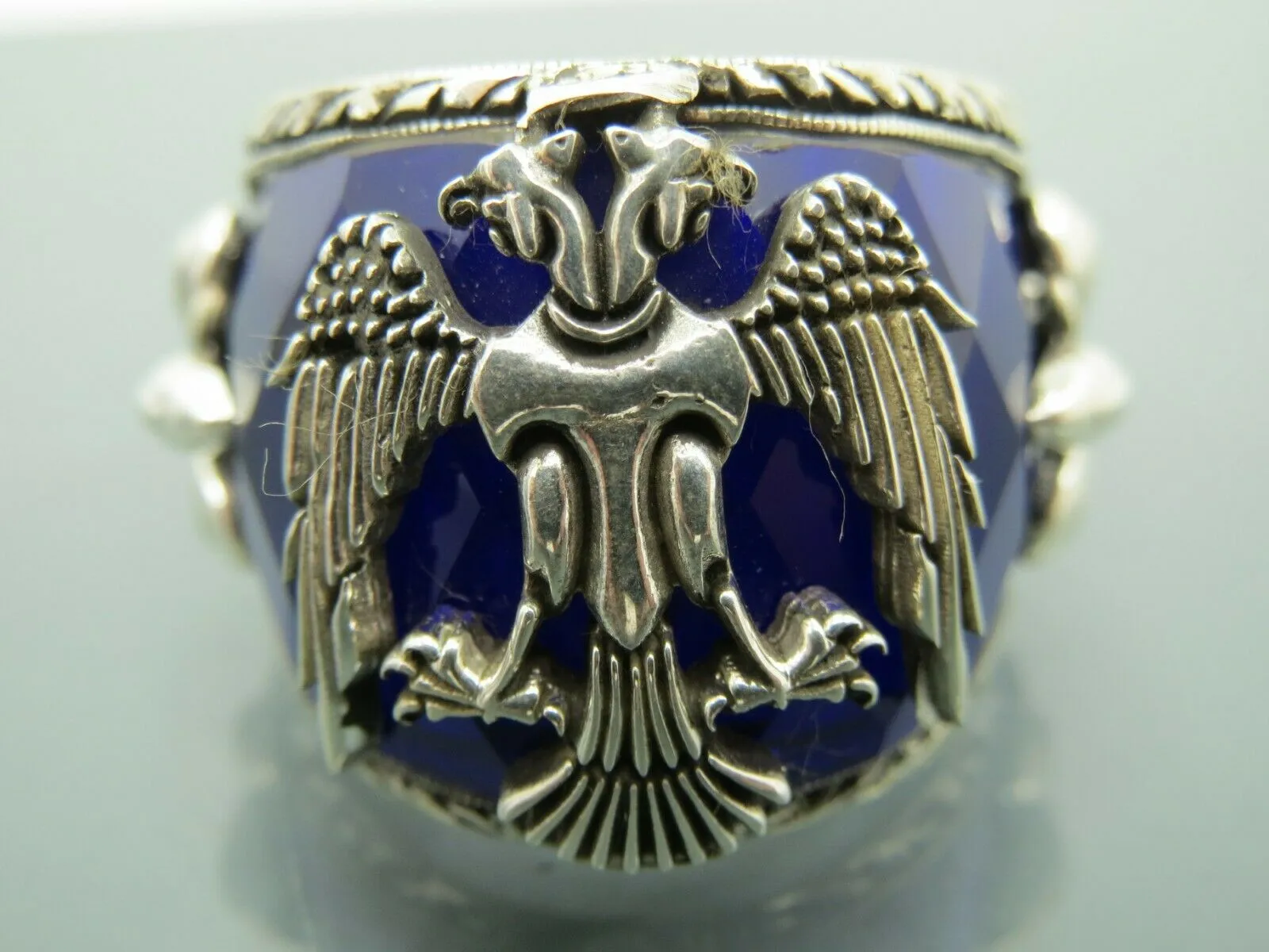 Turkish Handmade Jewelry 925 Sterling Silver Sapphire Stone Mens Rings
