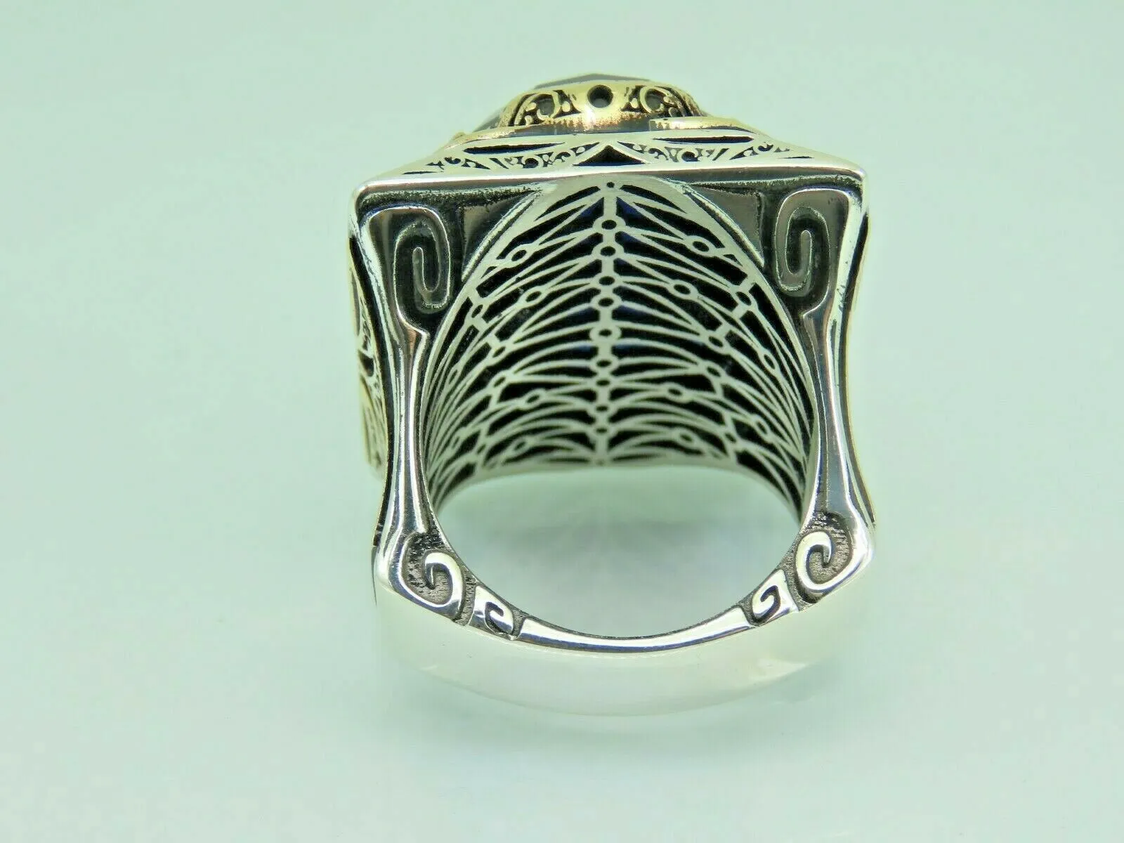 Turkish Handmade Jewelry 925 Sterling Silver Sapphire Stone Mens Rings