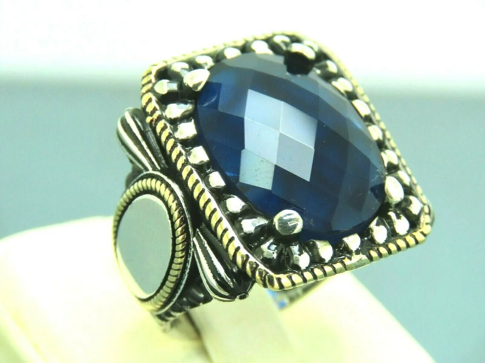 Turkish Handmade Jewelry 925 Sterling Silver Sapphire Stone Mens Rings