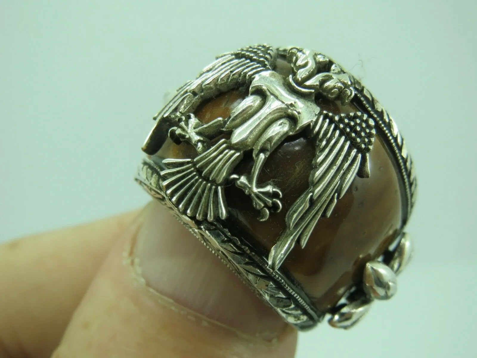 Turkish Handmade Jewelry 925 Sterling Silver Tiger's Eye Stone Mens Rings