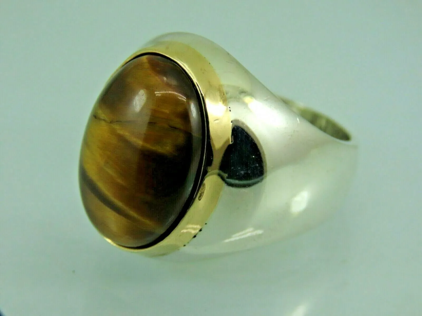 Turkish Handmade Jewelry 925 Sterling Silver Tiger's Eye Stone Mens Rings