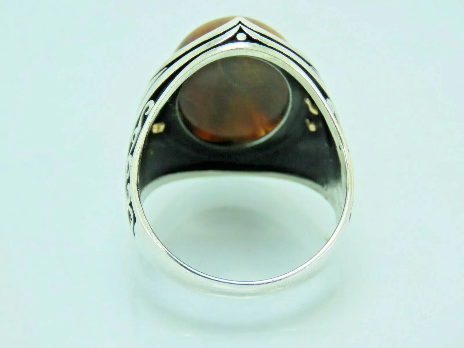 Turkish Handmade Jewelry 925 Sterling Silver Tiger's Eye Stone Mens Rings