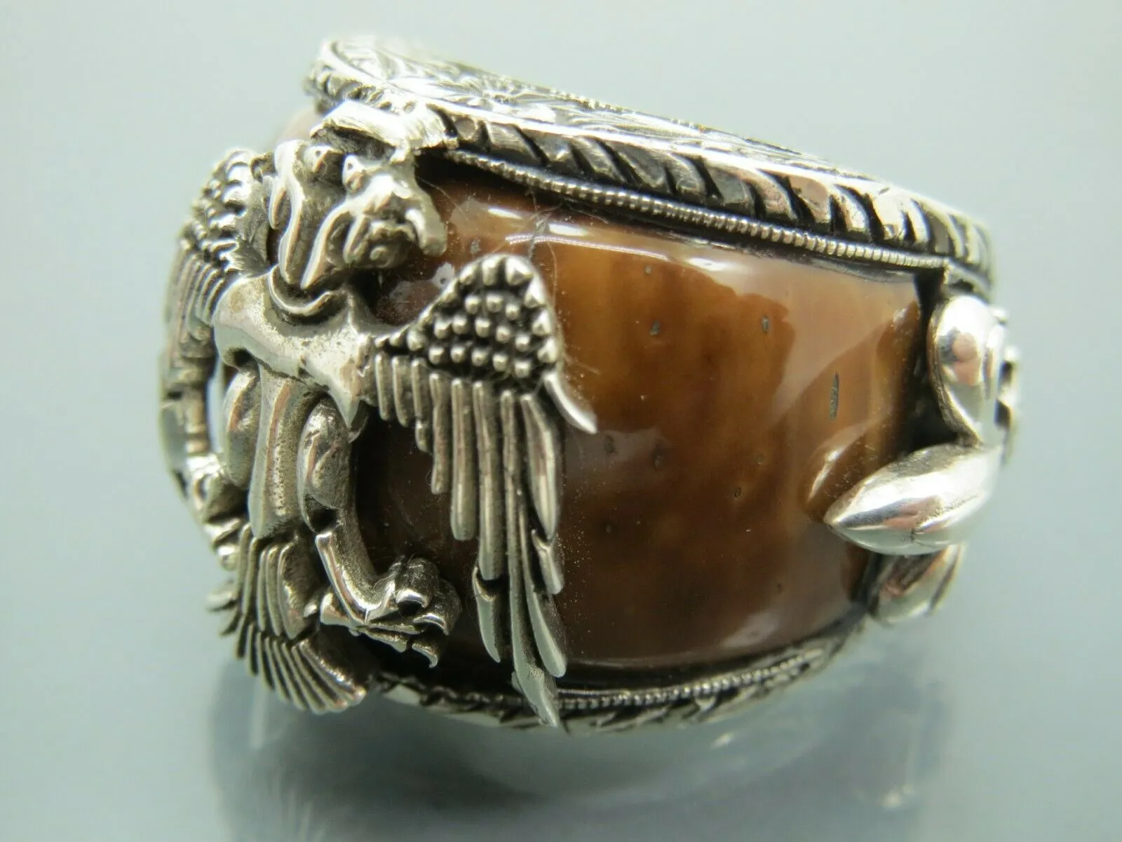 Turkish Handmade Jewelry 925 Sterling Silver Tiger's Eye Stone Mens Rings