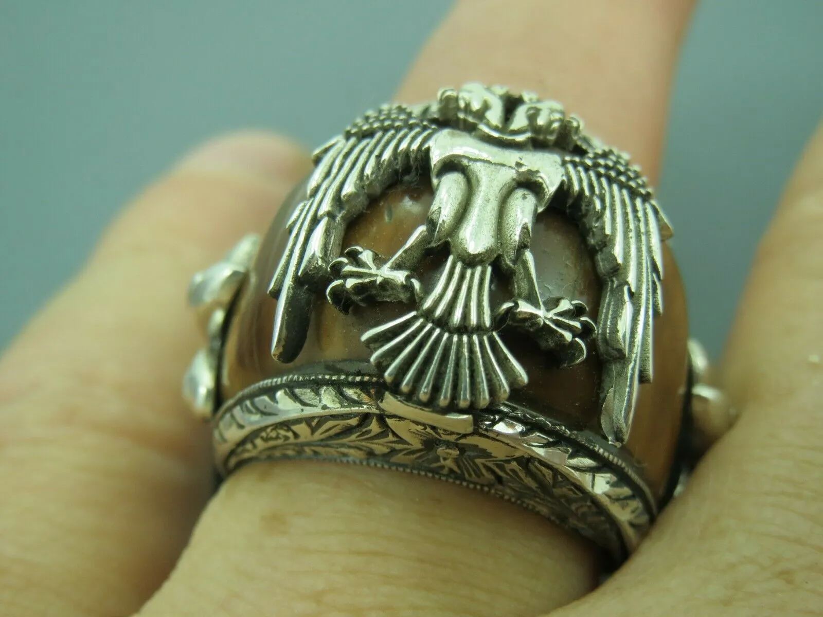 Turkish Handmade Jewelry 925 Sterling Silver Tiger's Eye Stone Mens Rings