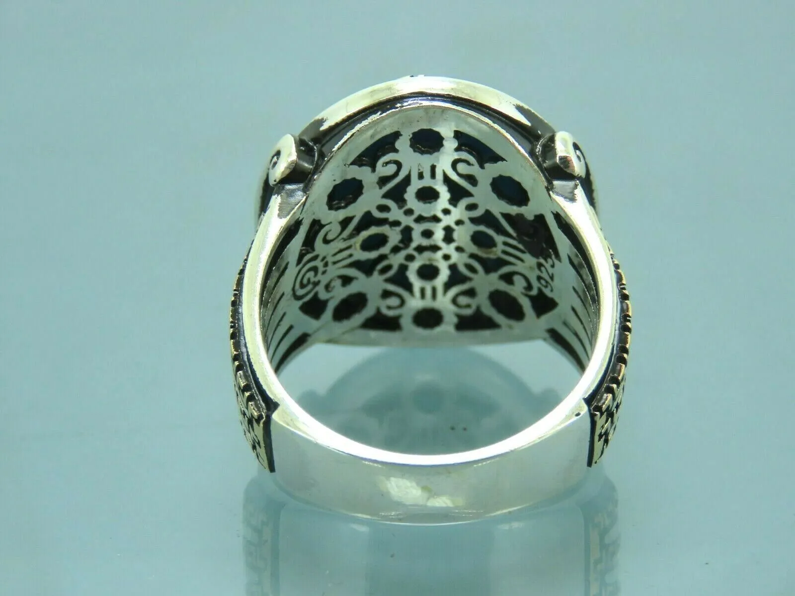 Turkish Handmade Jewelry 925 Sterling Silver Turquoise Stone Mens Rings