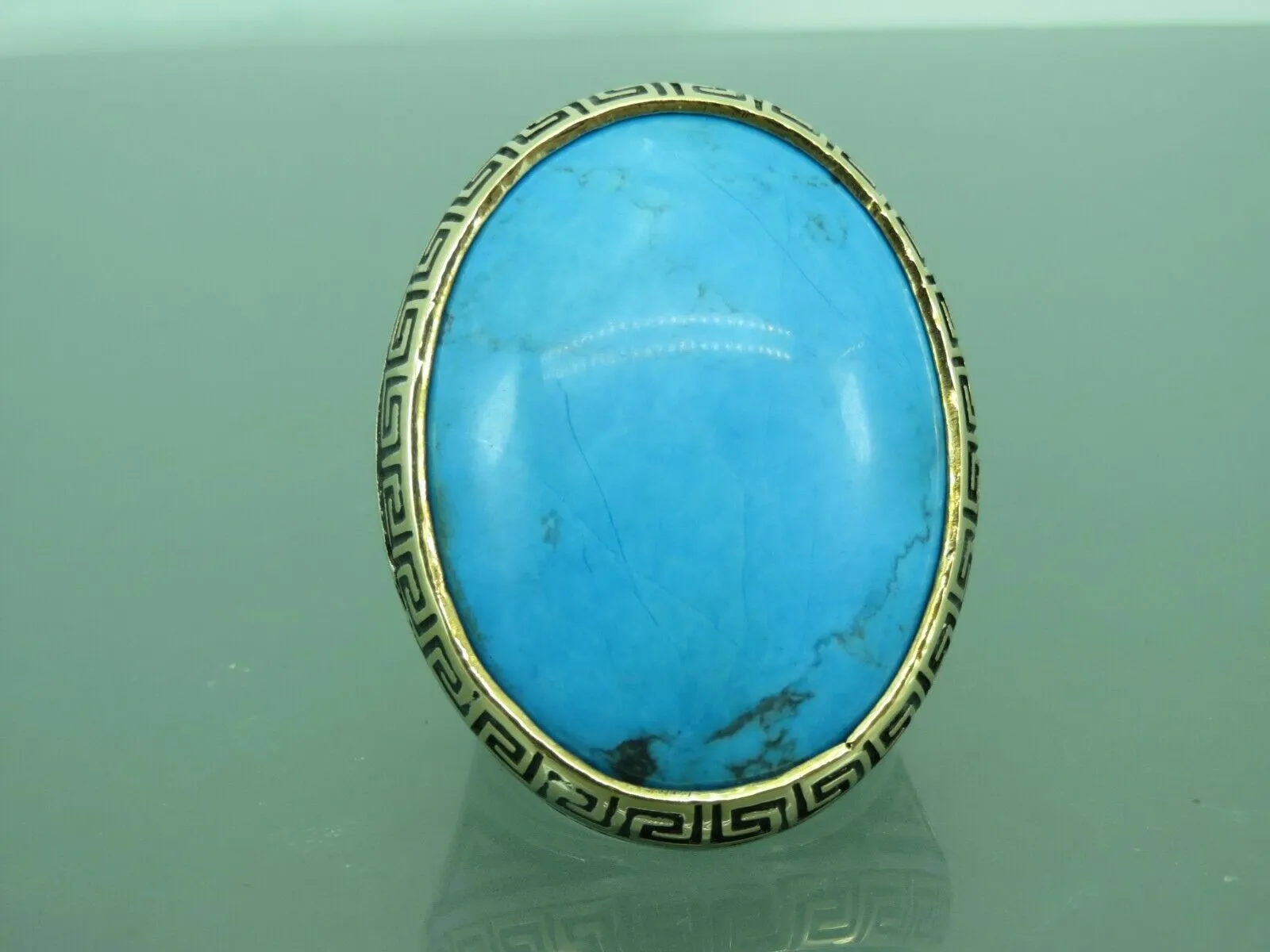 Turkish Handmade Jewelry 925 Sterling Silver Turquoıse Stone Mens Rings