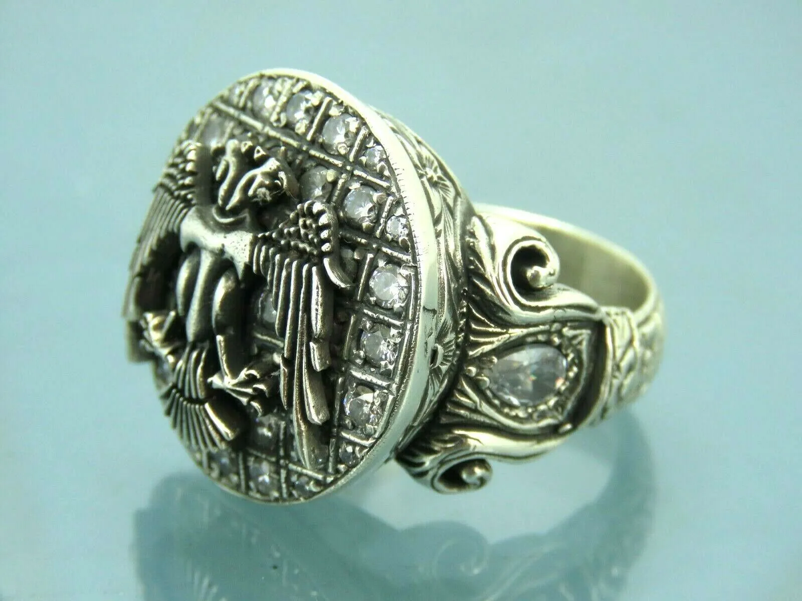 Turkish Handmade Jewelry 925 Sterling Silver Zircon Stone Mens Rings