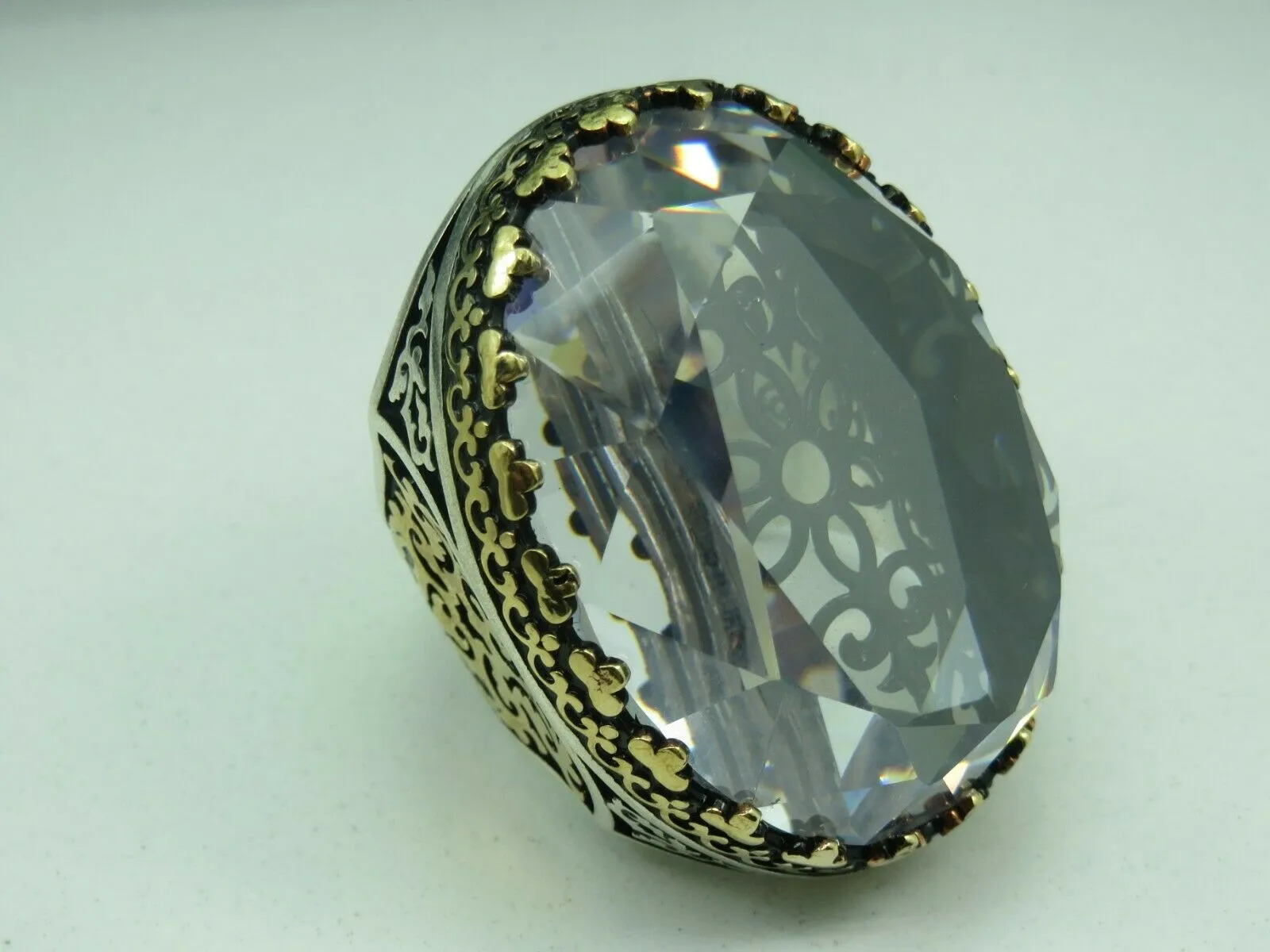 Turkish Handmade Jewelry 925 Sterling Silver Zircon Stone Mens Rings