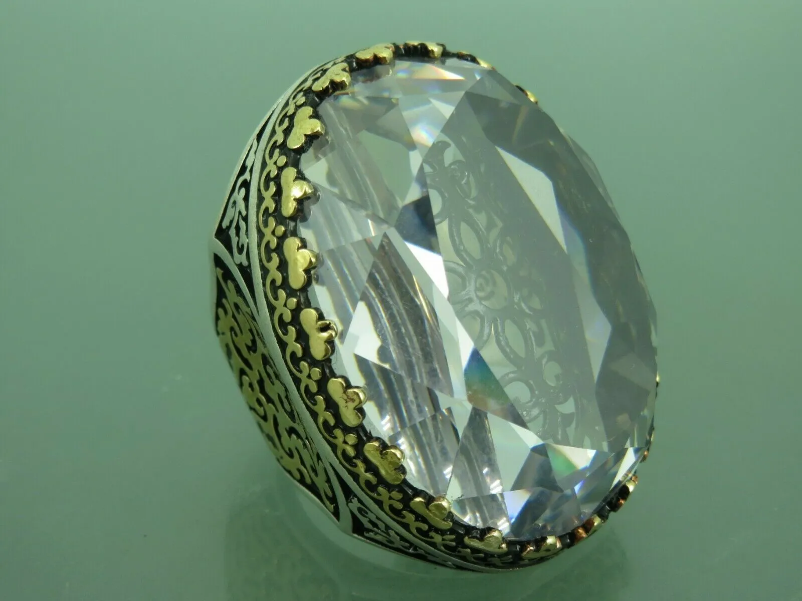 Turkish Handmade Jewelry 925 Sterling Silver Zircon Stone Mens Rings