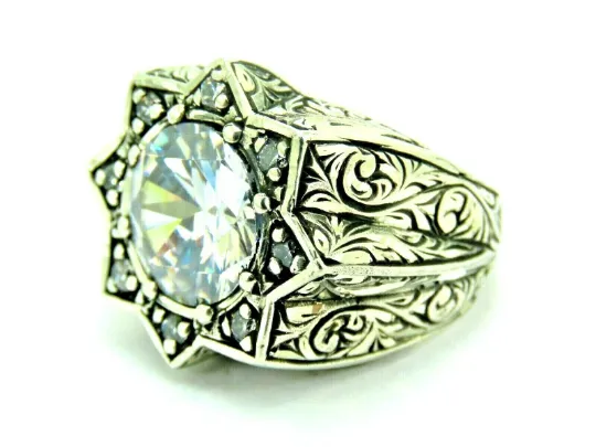 Turkish Handmade Jewelry 925 Sterling Silver Zircon Stone Men's Rings