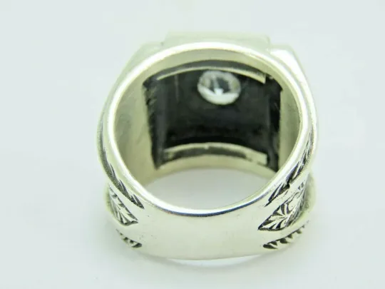 Turkish Handmade Jewelry 925 Sterling Silver Zircon Stone Men's Rings
