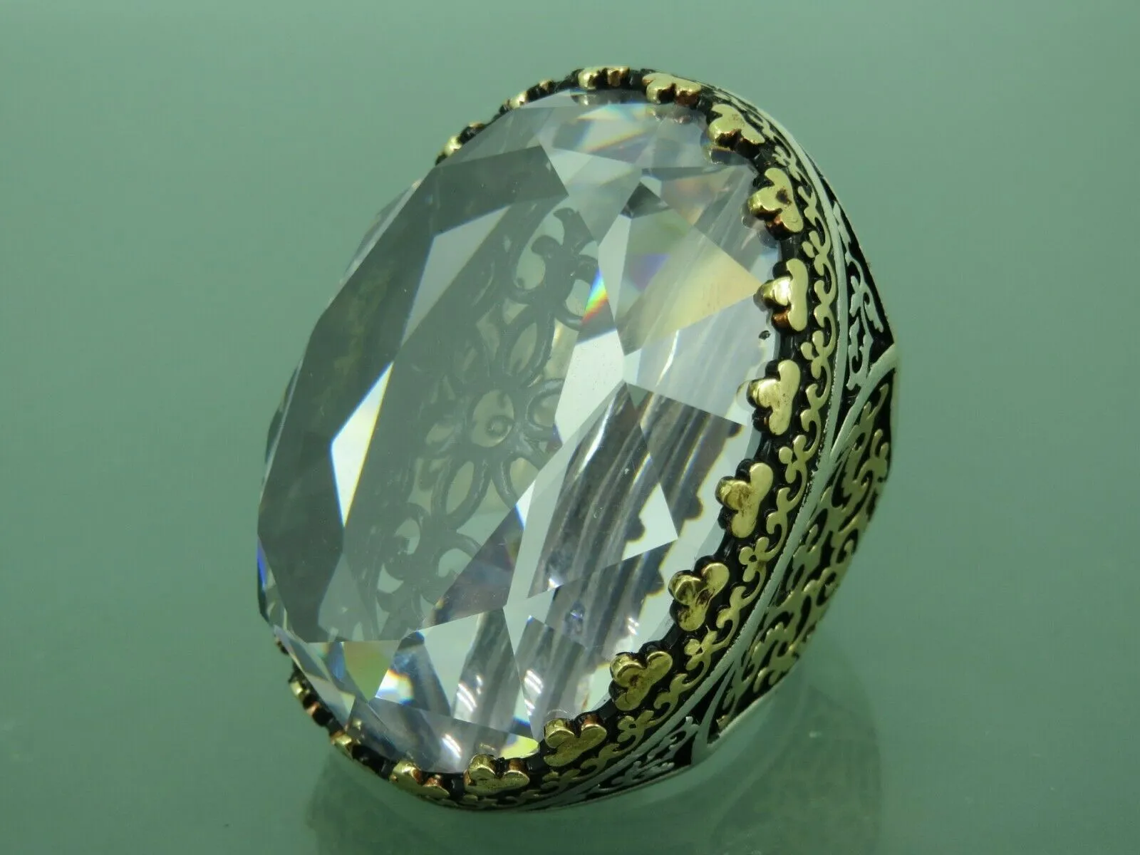 Turkish Handmade Jewelry 925 Sterling Silver Zircon Stone Mens Rings
