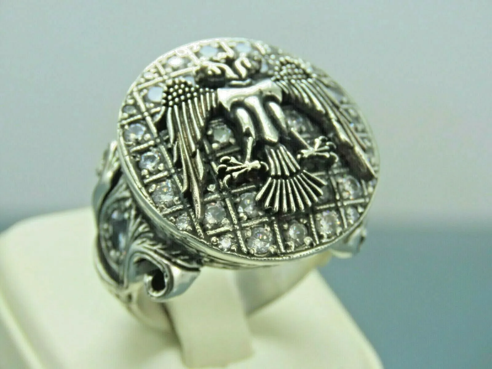 Turkish Handmade Jewelry 925 Sterling Silver Zircon Stone Mens Rings