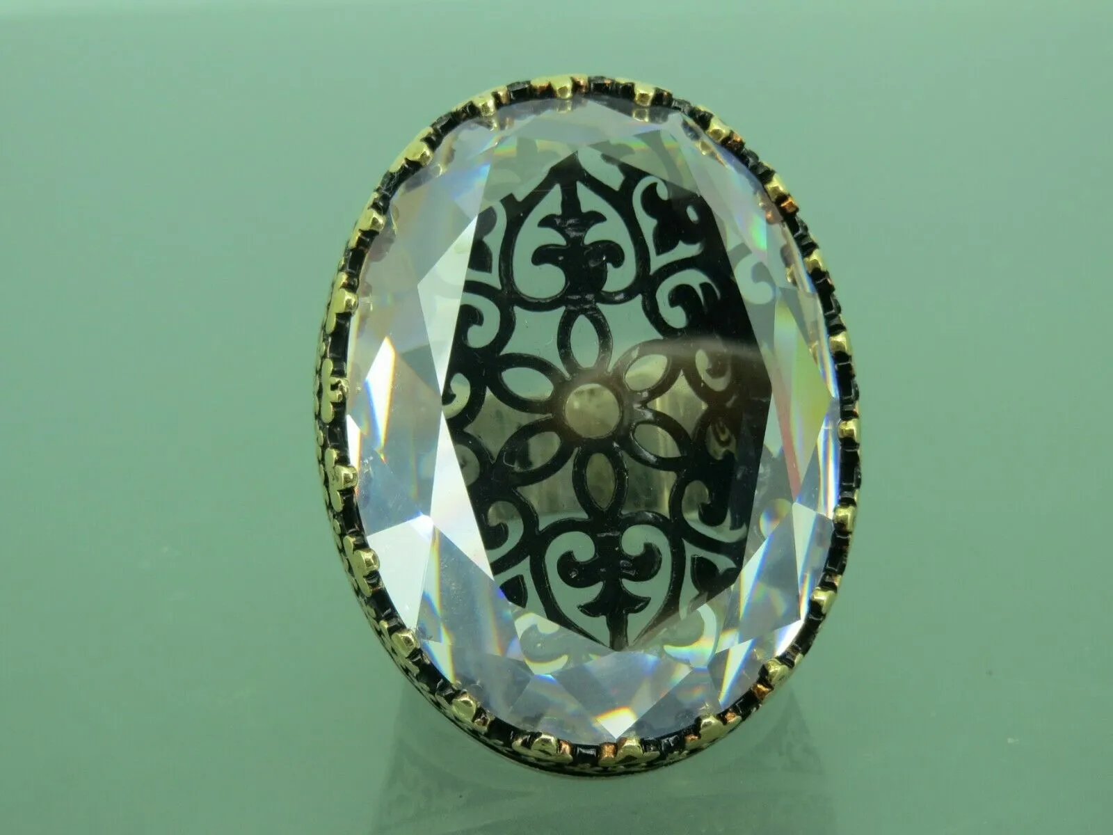 Turkish Handmade Jewelry 925 Sterling Silver Zircon Stone Mens Rings