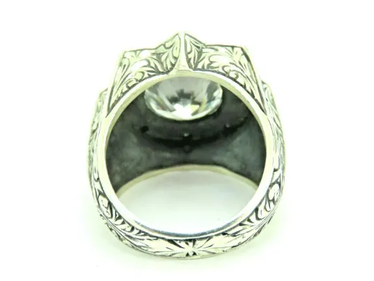 Turkish Handmade Jewelry 925 Sterling Silver Zircon Stone Men's Rings