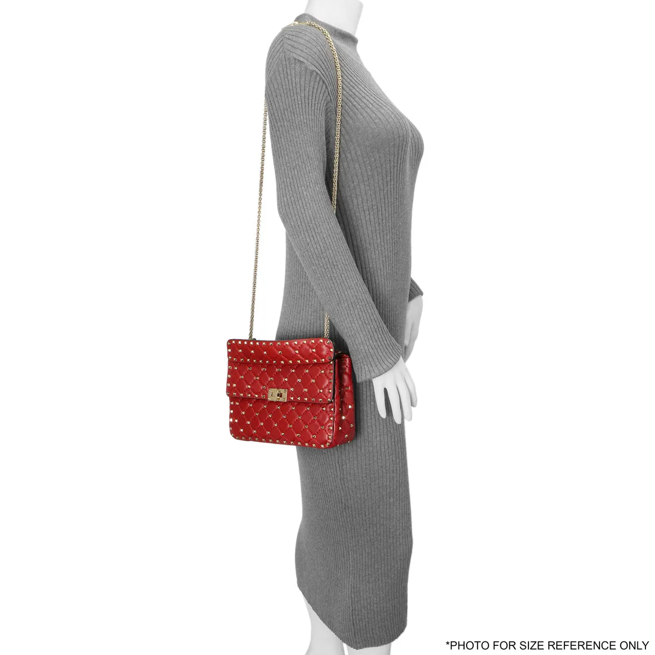 Valentino Red Lambskin Medium Rockstud Spike Shoulder Bag