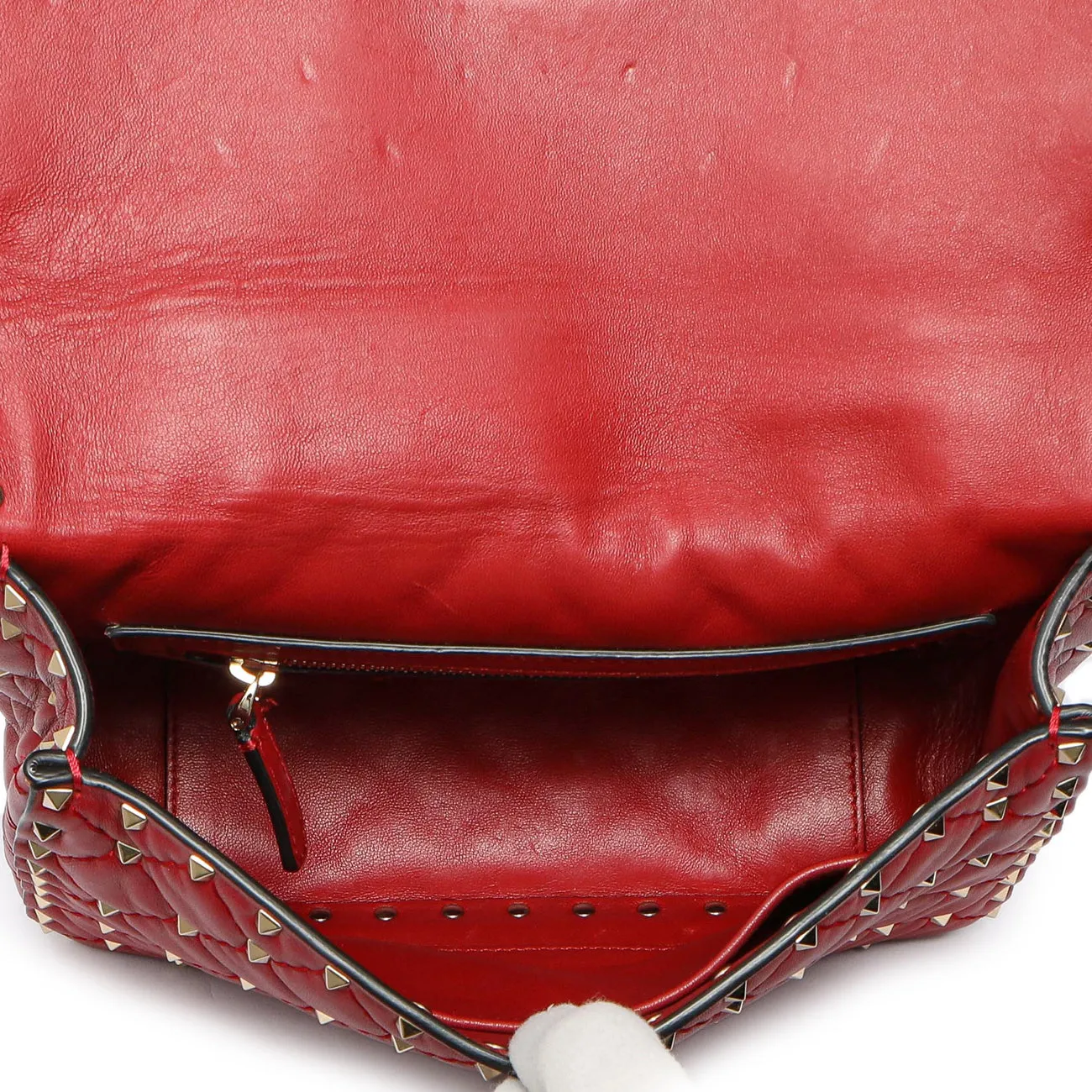 Valentino Red Lambskin Medium Rockstud Spike Shoulder Bag