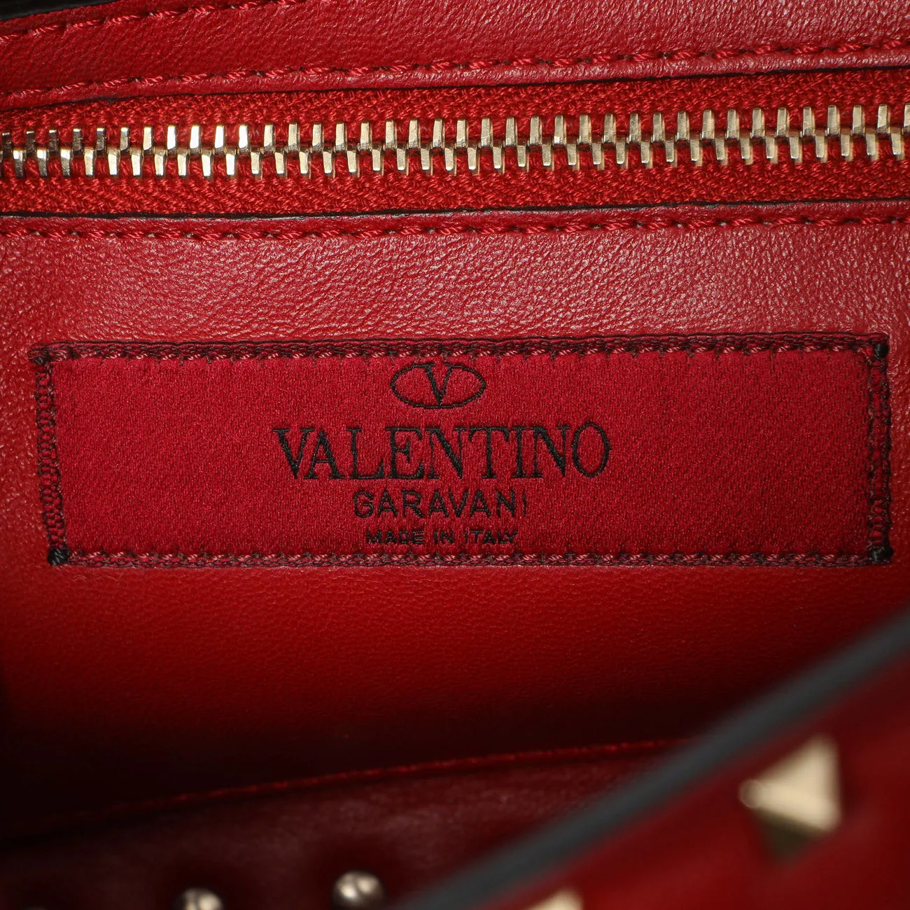 Valentino Red Lambskin Medium Rockstud Spike Shoulder Bag