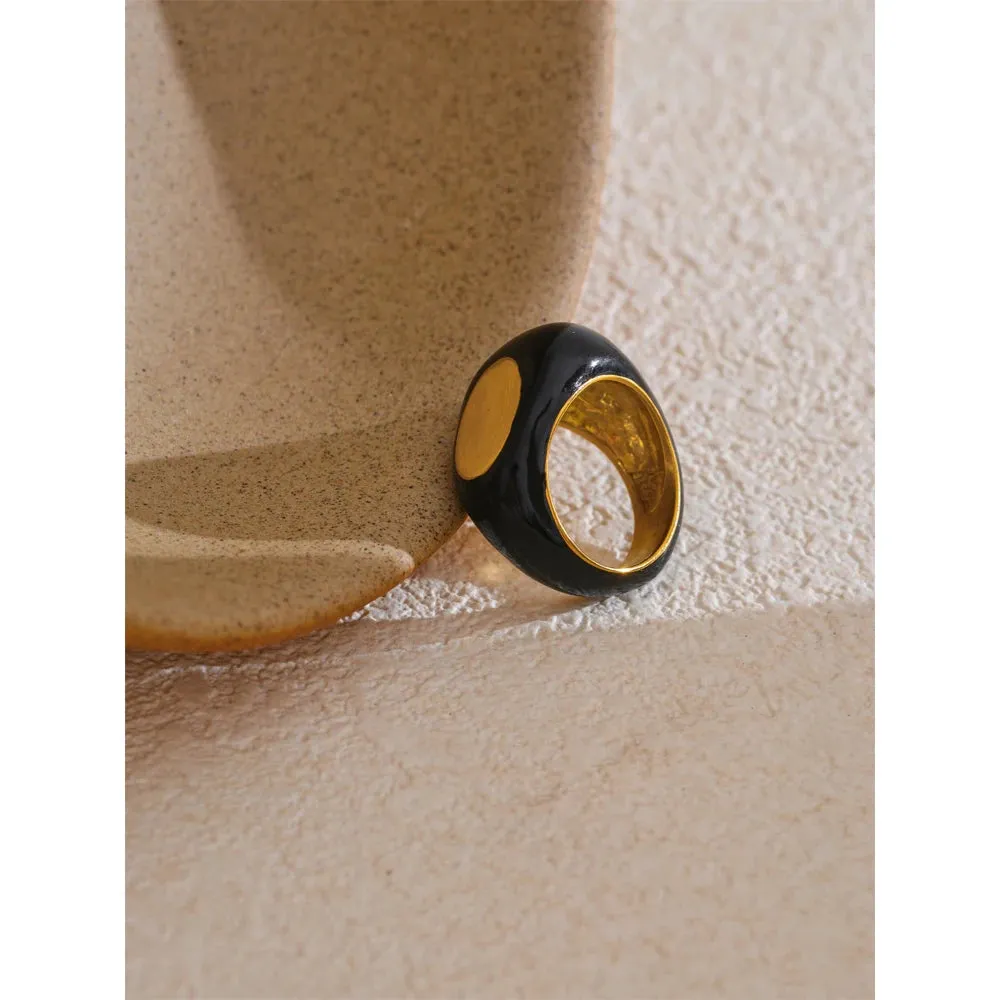 Vanta Core Black Gold Plated Band Ring