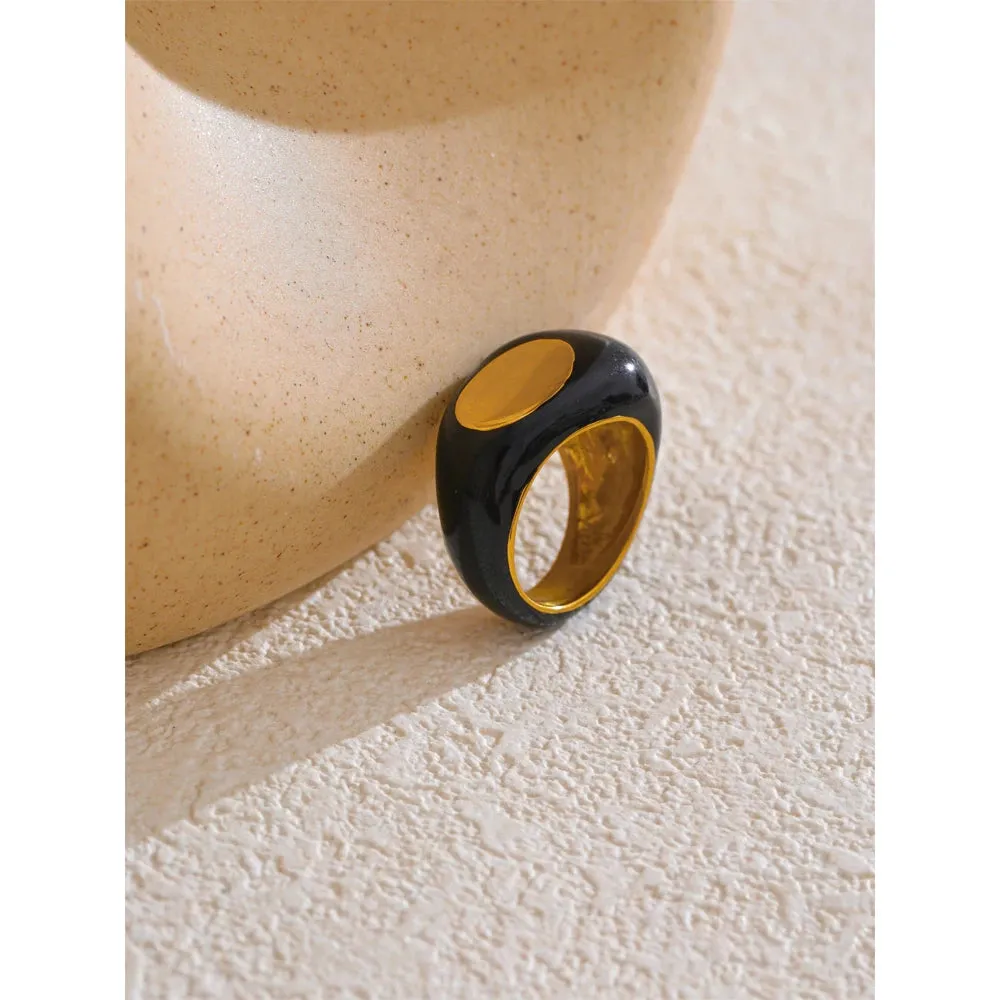 Vanta Core Black Gold Plated Band Ring