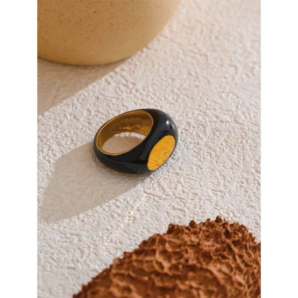 Vanta Core Black Gold Plated Band Ring