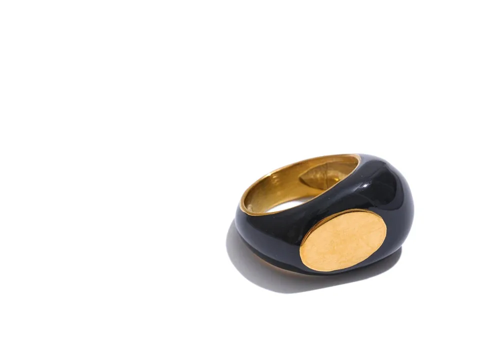 Vanta Core Black Gold Plated Band Ring