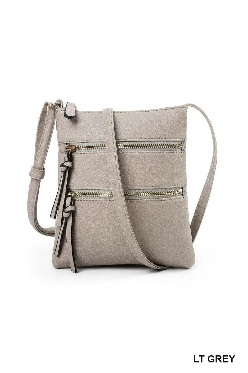 vegan leather zipper crossbody