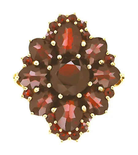 Victorian Style Bohemian Garnet Cocktail Ring in 14 Karat Gold and Sterling Vermeil