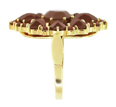 Victorian Style Bohemian Garnet Cocktail Ring in 14 Karat Gold and Sterling Vermeil