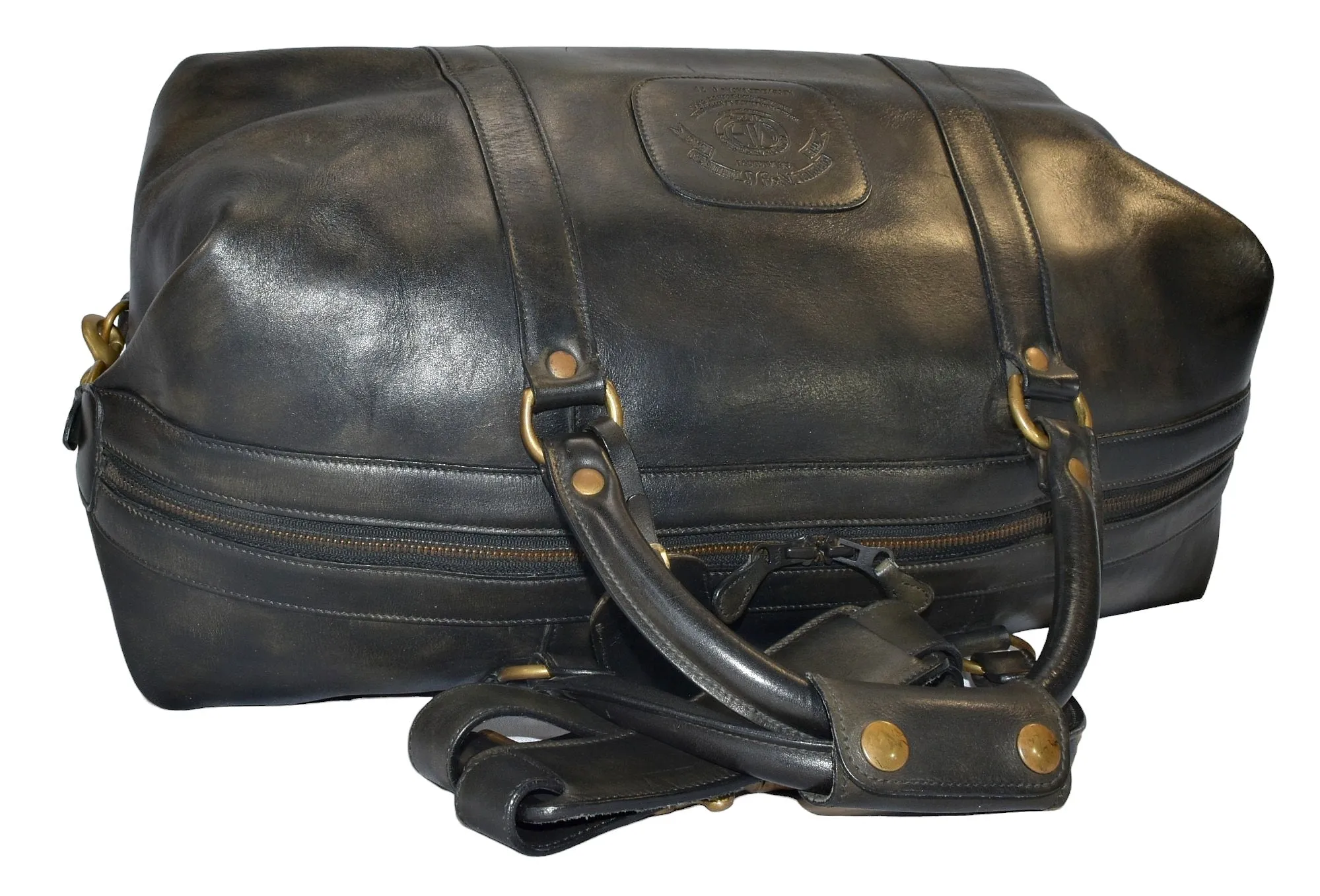 Vintage 1992 Ghurka Marley Hodgson Cavalier No. 96 Black Saddle Leather Duffle Bag