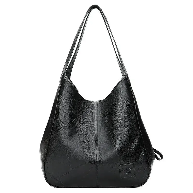 Vintage Leather Large Capacity Marble Grain Shoulder Bag