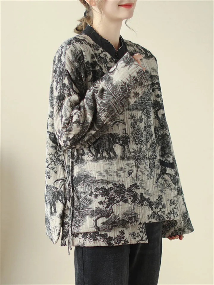 Vintage Literary Ethnic Style Cotton Jackets for Ladies