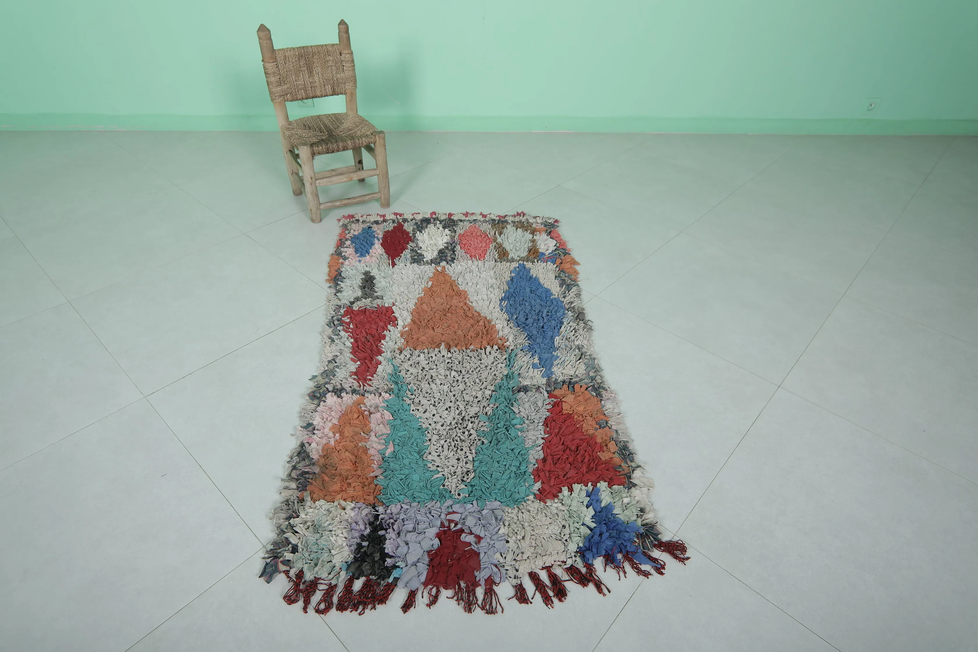 Vintage Moroccan Boucherouite Rug – 2.5 x 4.6 Feet