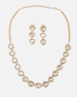 vivinia BY VIDHI MEHRA ISMAARH 2.0 Gold Plated Diamond Short Necklace Set with Pair of Earrings