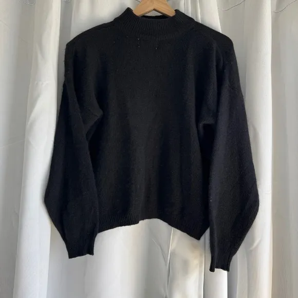 VTG Shenanigans Angora &amp; Wool Pullover Knit Long Sleeve Sweater Black Women's L