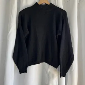 VTG Shenanigans Angora &amp; Wool Pullover Knit Long Sleeve Sweater Black Women's L