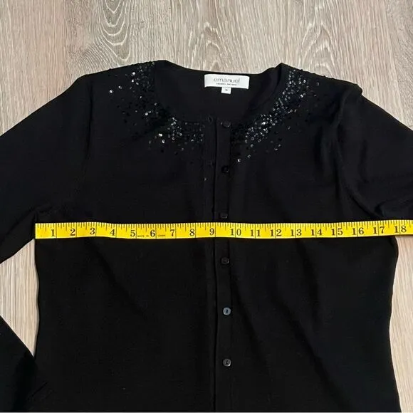 VTG 90s Y2K Ungaro cardigan black sequin Round neck Silk Knit Lightweight M